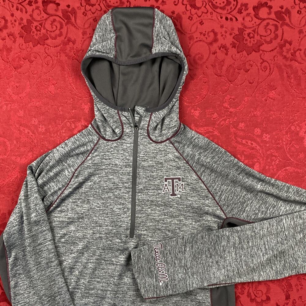 Texas‎ A&M Aggies Hoodie Shirt Womens Med Performance Polyester Gray Stretch